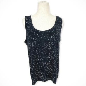 CHICOS Travelers Black White‎ Dot Sleeveless Tank Top Womens Size 3 US 16